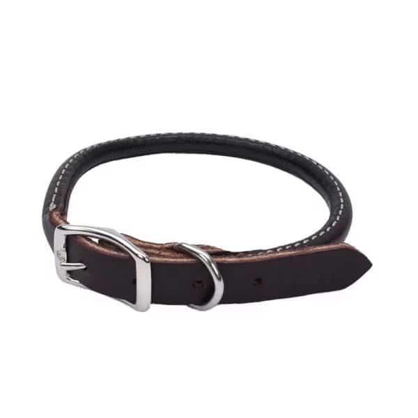 Circle T Latigo Leather Dog Collar Round 5/8" 16"
