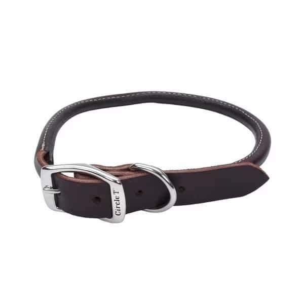 Circle T Latigo Leather Dog Collar Round 1" 24"