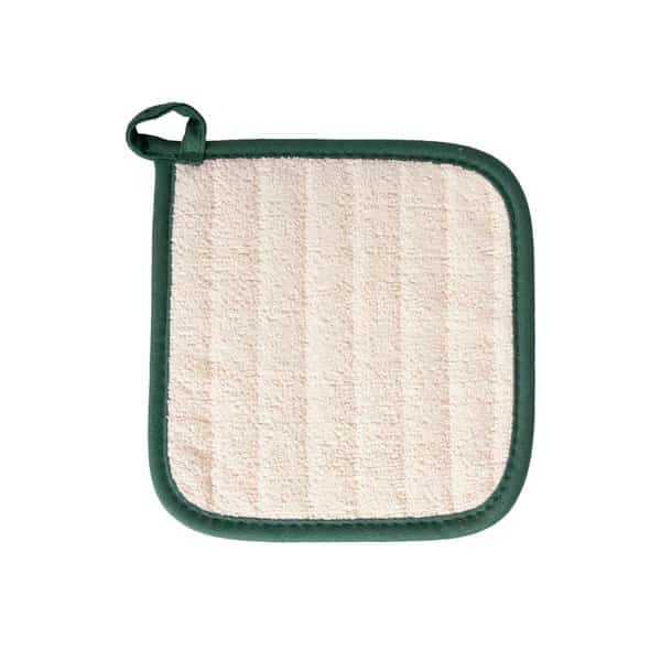 Concepts Quilted Natural Terry Front / Drk Grn Fabric Back Pot Holder