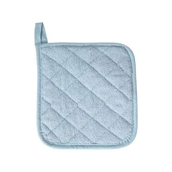 Value Basics Solid Quilted 100% Cotton Terry Pot Holder Blue Mist