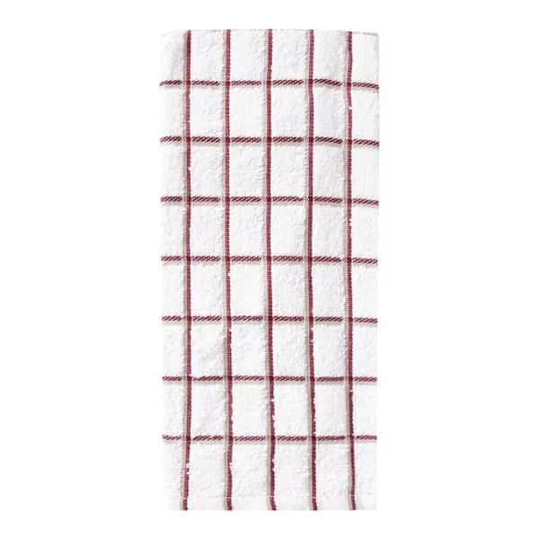 Cafe Check Kitchen Towel White Ground/Brick/Putty Check, PK12