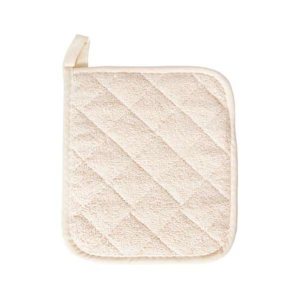 Cafe Solid Quilted Pot Holder 100% Cotton Natural, PK12