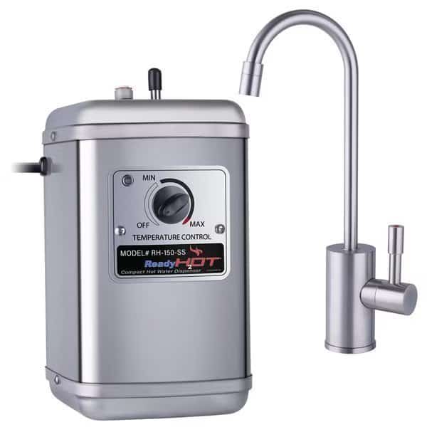 Compact Hot Water Dispenser with Brushed Nickel Faucet