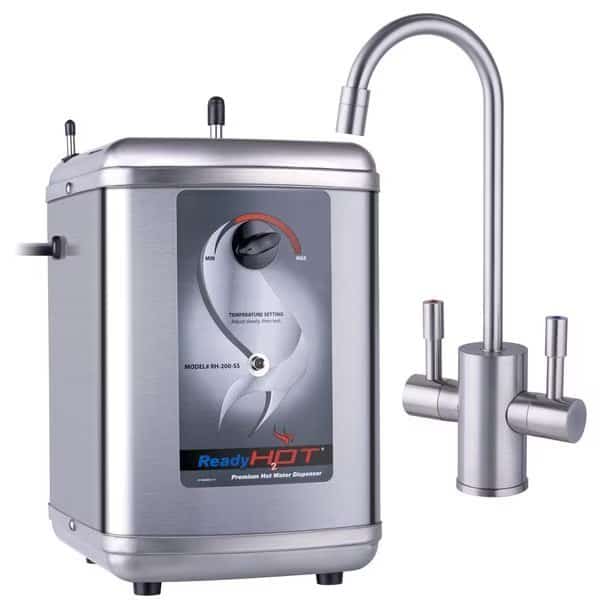 Instant Hot Water Dispenser with Brushed Nickel Dual Lever Hot and Cold Water Faucet