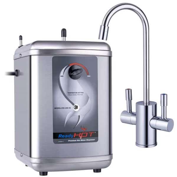 Instant Hot Water Dispenser with Polished Chrome Dual Lever Hot and Cold Water Faucet