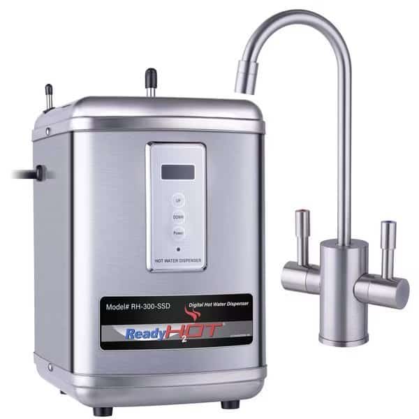 Instant Hot Water Dispenser with Brushed Nickel Dual Lever Faucet and Digital Display