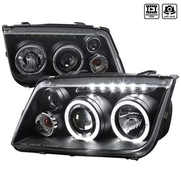 99-04 Volkswagen Jetta Projector Headlight Black Housing, Spec-D Tuning, Mfr#: LHP-JET99JM-RS