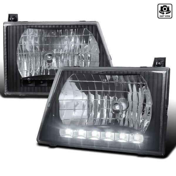 92-06 Ford Econoline Euro Headlight Black Housing With LED
