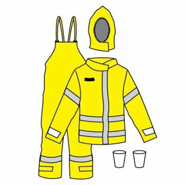 DuraChem 200 NFPA 1990 1992 and NFPA 2112 Certified Multi-Piece Configuration, HiVis Yellow, 4X