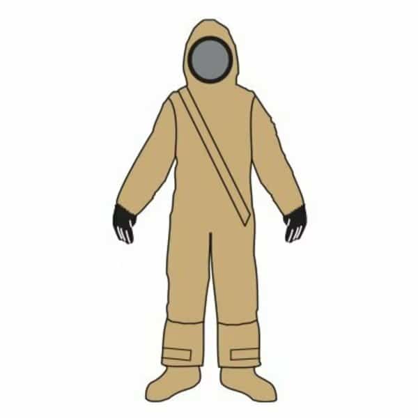 Disposable Coveralls, Hooded, S/M, DuraChem 500, Storm Flap, Zipper, Attached Glove Cuff