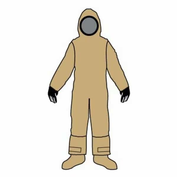 DuraChem 500 NFPA 1990 1994 Class 1 & 2 Certified Vapor Non Encapsulating Suit Coverall, Khaki, 4X