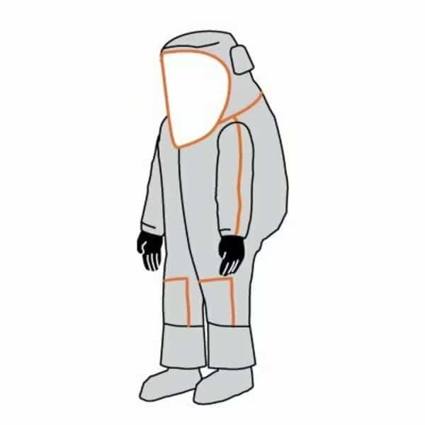 Frontline 500 NFPA 1990 1991 Certified Vapor Total Encapsulating Suit, Back Entry, Silver, S/M