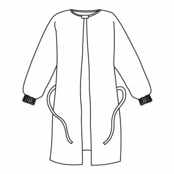 ProVent Wrap-Around Gown, Knit Cuffs, White, M, 30PK