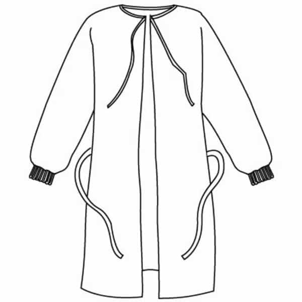 ProVent Wrap Around Gown, Knit Cuffs, White, M, 30PK