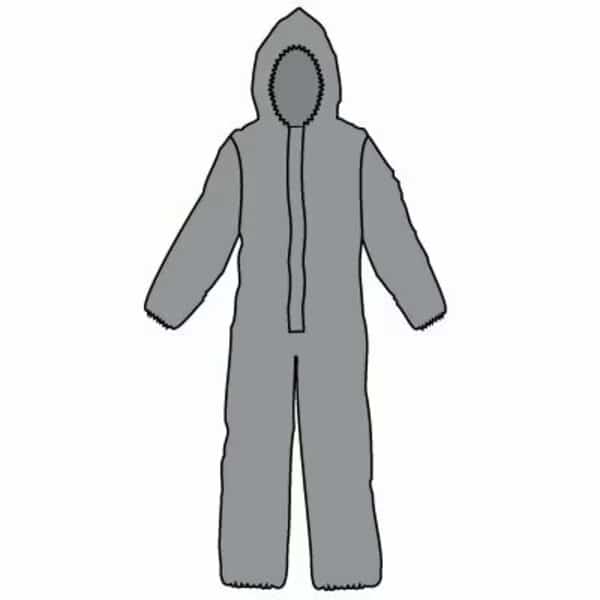 Disposable Coveralls, Hooded, 2XL/3XL, Zipper/Double Storm Flap, Elastic Cuff, Elastic Ankle