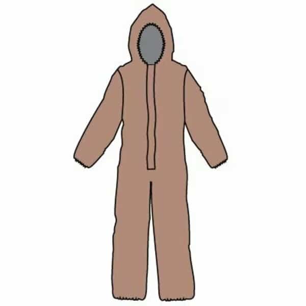 Disposable Coveralls, Hooded, 4XL, Zipper/Double Storm Flap, Elastic Cuff, Elastic Ankle
