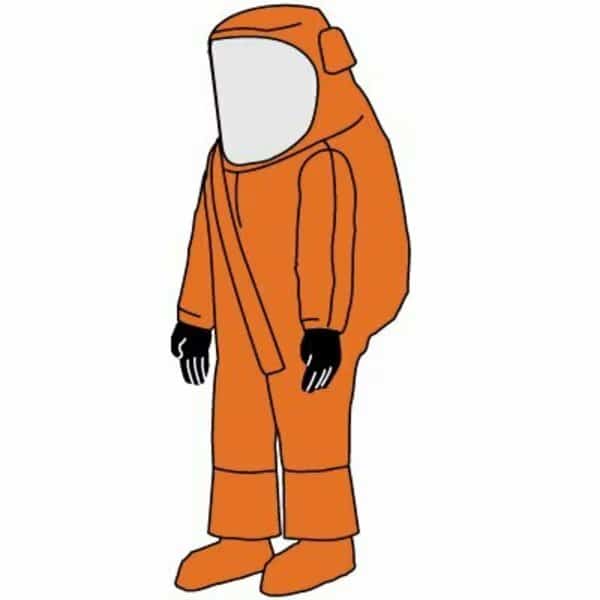 Zytron 500 NFPA 1990 1994 Class 2 Certified Vapor Total Encapsulating Suit, Orange, S/M