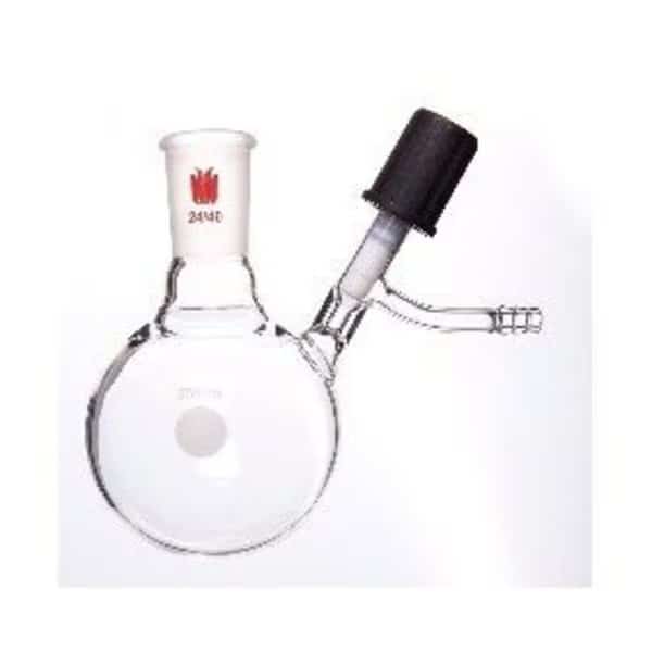 FLASK, REACTION, HIGH VACUUM VALVE, 0-4mm, 100mL, 24/40.