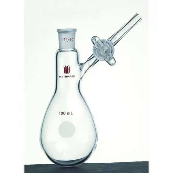 FLASK, MODIFIED SCHLENK TUBE, 14/20, 200mL, GLASS STOPCOCK.