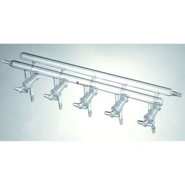 MANIFOLD, VACUUM/INERT GAS, ALL GLASS, 5 PORT, 450mm, 2 HOSE