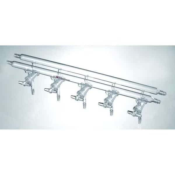 MANIFOLD, VACUUM/INERT GAS, ALL GLASS, 4 PORT, 375mm, 4 HOSE