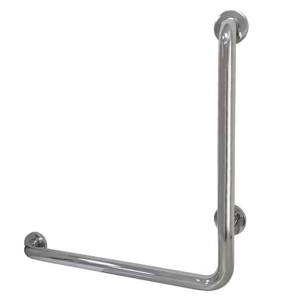 L-Shaped Grab Bar, 27-1/16" L, 304 Stainless Steel, Mirror