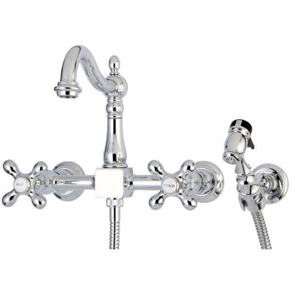 KS1261AXBS 8" Centerset Wall Mount Kitchen Faucet with Brass Sprayer