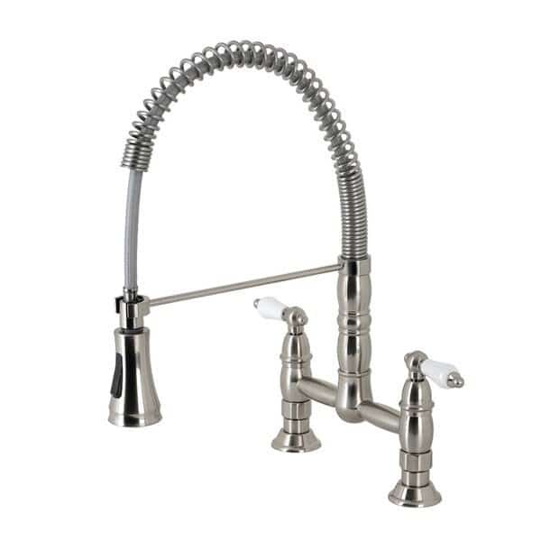 Heritage 2-Handle Deck-Mount Pull-Down Sprayer Kitchen Faucet, Nickel