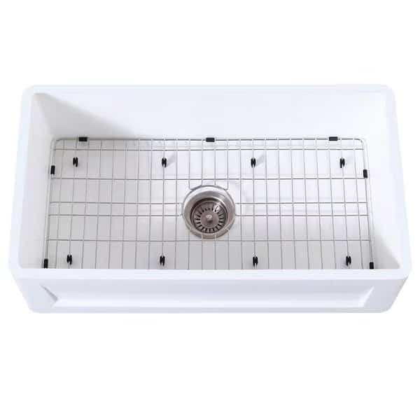 KGKFA361810SQ 36" x 18" SGL Bowl Farmhouse Kitchen Sink, Drain & Rack