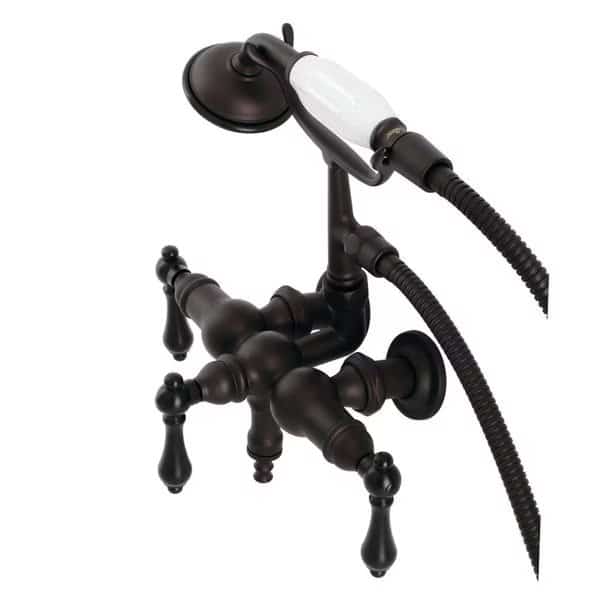 CA19T5 3-3/8" Tub Wall Mount Clawfoot Tub Faucet with Hand Shower, Oil Rubbed Bronze