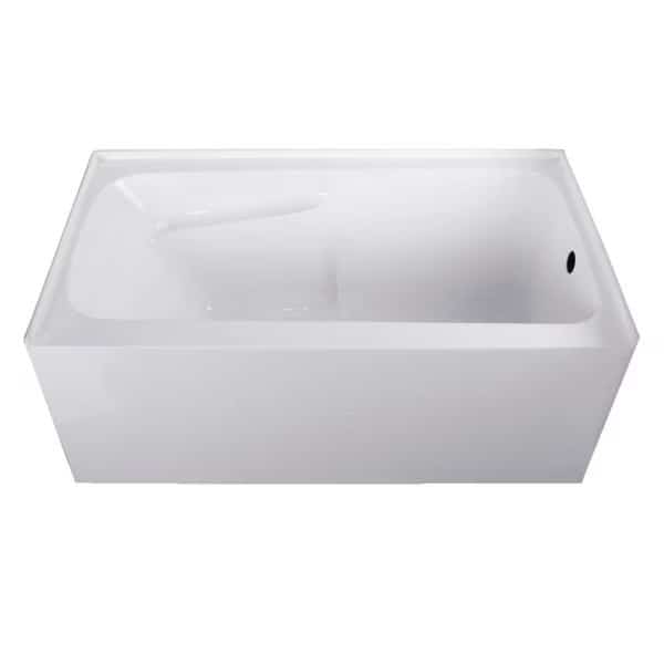 Alcove Bathtubs, 54 L, 30 W, White, Acrylic