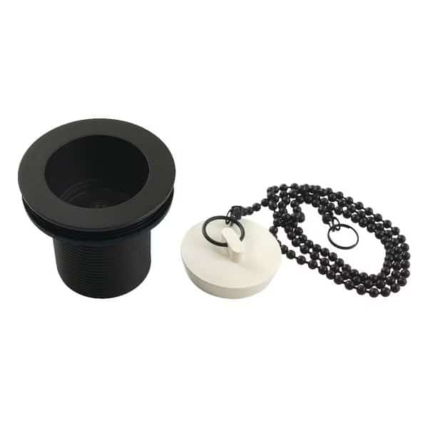 112 Chain and Stopper Tub Drain with 2 Body Thread, Matte Black