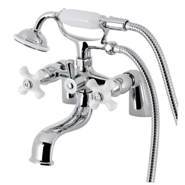 KS227PXC Deck Mount Clawfoot Tub Faucet with Hand Shower, Polished Chrome
