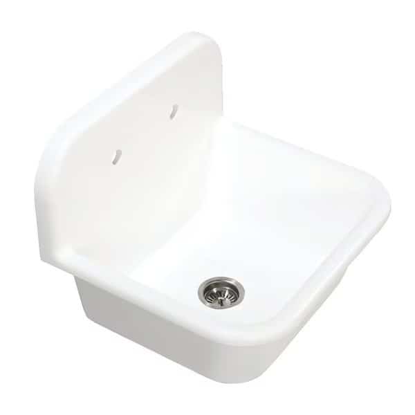 GKTA2420198 24-Inch Solid Surface Top-Mount Kitchen Sink with Backsplash, Matte White