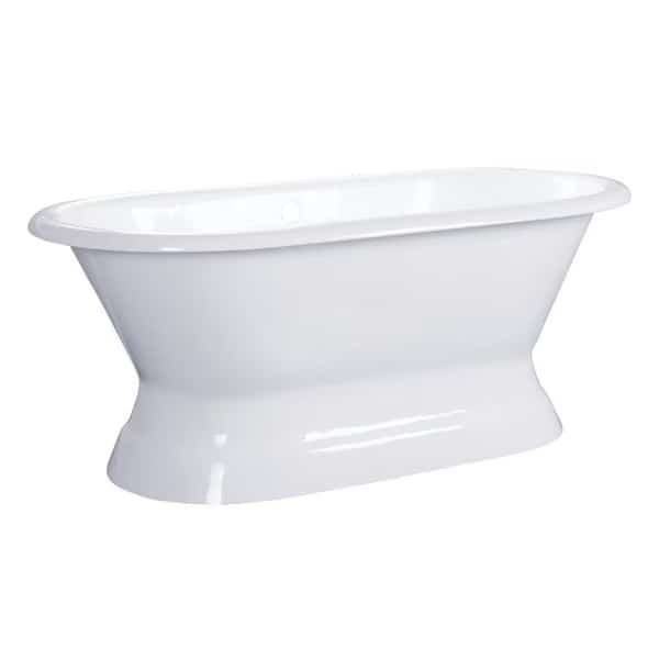 Pedestal Bathtubs, 60 L, 30.69 W, White, Cast Iron