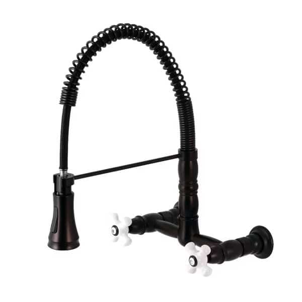 Heritage 2-Handle Wall-Mount Pull-Down Sprayer Kitchen Faucet, Bronze, Gourmetier, Mfr#: GS1245PX