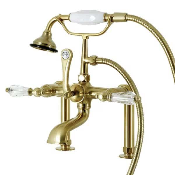 Deck Mount Clawfoot Tub Faucet, Brushed Brass