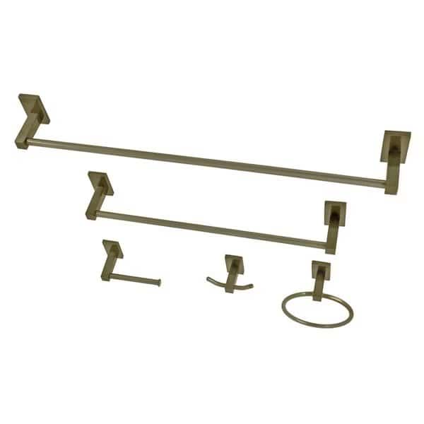 5Piece Bathroom Accessory Set, Antique Brass