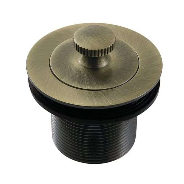 112 Lift and Turn Tub Drain with 112 Body Thread, Antique Brass