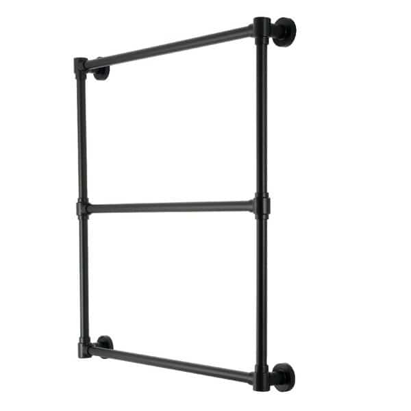 30" x 32" Wall Mount Towel Rack, Matte Black