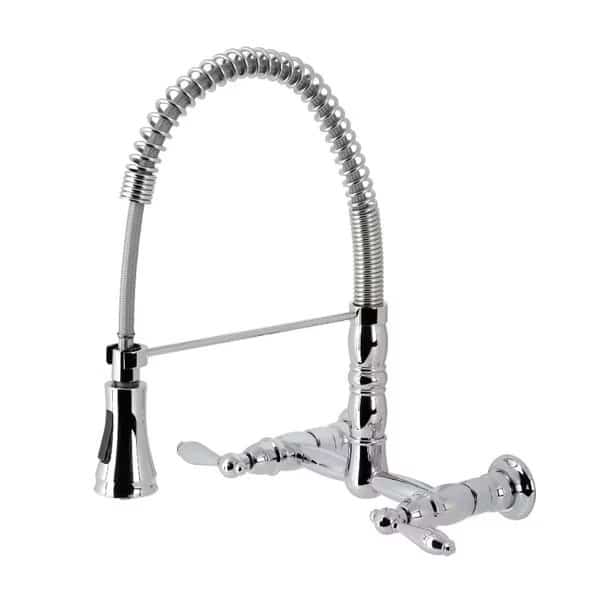 Heritage Two-Handle Wall-Mount Pull-Down Sprayer Kitchen Faucet, Chrome