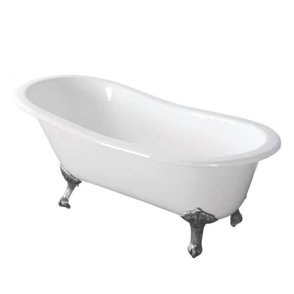 Clawfoot Bathtubs, 66.94 L, 30.69 W, White/Polished Chrome, Cast Iron