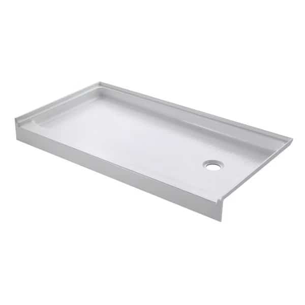 VTSB60326R 60" x 32" Anti-Skid Single Threshold Shower Base with Right Hand Drain, White