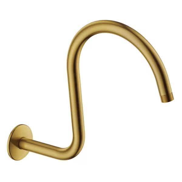 14Inch Shower Arm with Flange, Brushed Brass