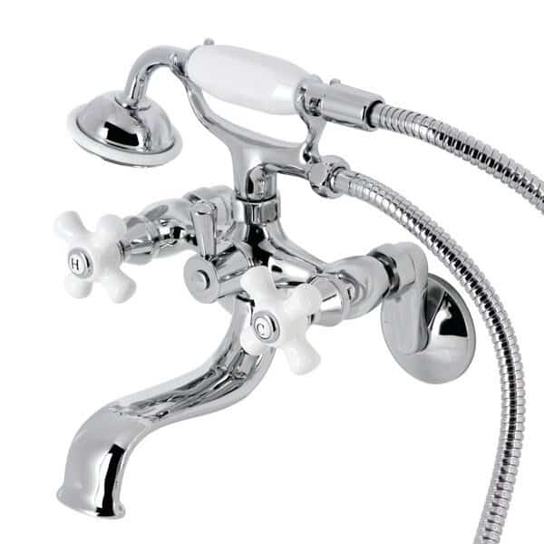 KS226PXC Wall Mount Clawfoot Tub Faucet with Hand Shower, Polished Chrome