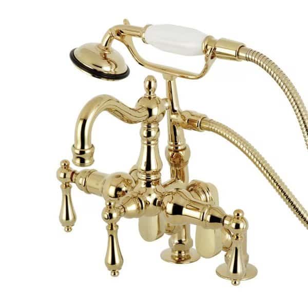 CC6013T2 Clawfoot Tub Faucet with Hand Shower, Polished Brass