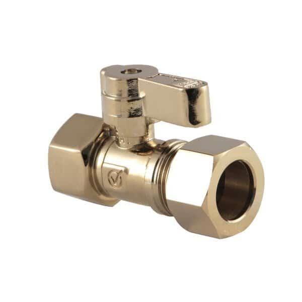 KF4515PB 1/2-Inch IPS X 5/8-Inch OD Comp Straight Stop Valve, Polished Brass