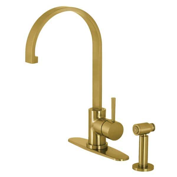 LS8713DLBS Single-Handle Kitchen Faucet with Brass Sprayer, Brushed Brass