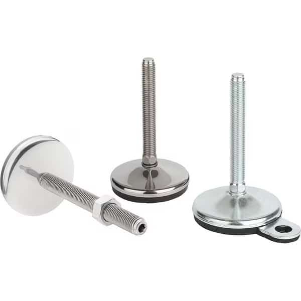 Levelling Foot, Form:A M12X100, D=50, Stainless Steel, Comp:Rubber