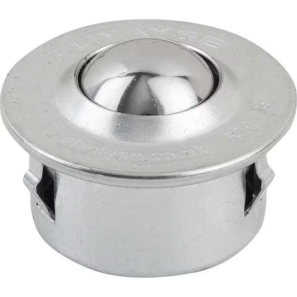 Ball Transfer Unit With Spring Clip, Form:C Steel, Comp:Stainless Steel